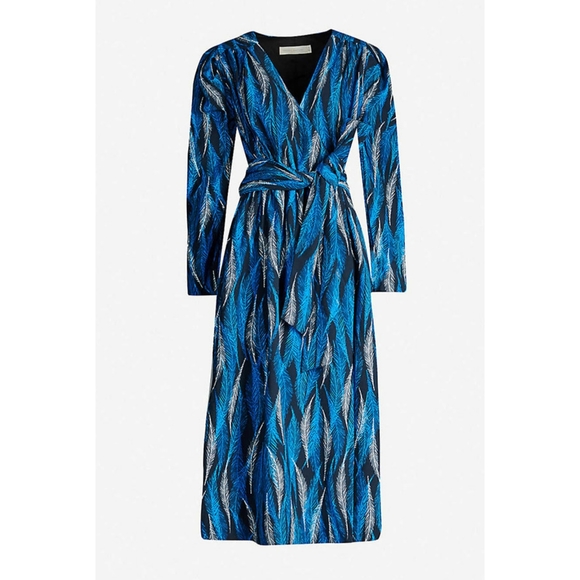 HAPPYxNATURE Alpha Feather-Print Crepe Wrap - Picture 3 of 12